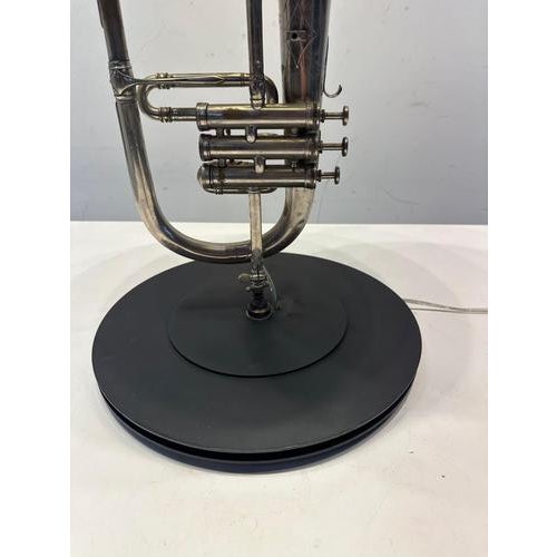 Vintage Trumpet Table Lamp with Yellow Glass Globe For Sale - Image 3 of 4