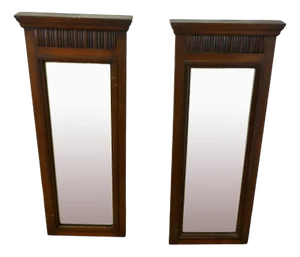 Narrow Edwardian Walnut Mirrors, 1890s, Set of 2