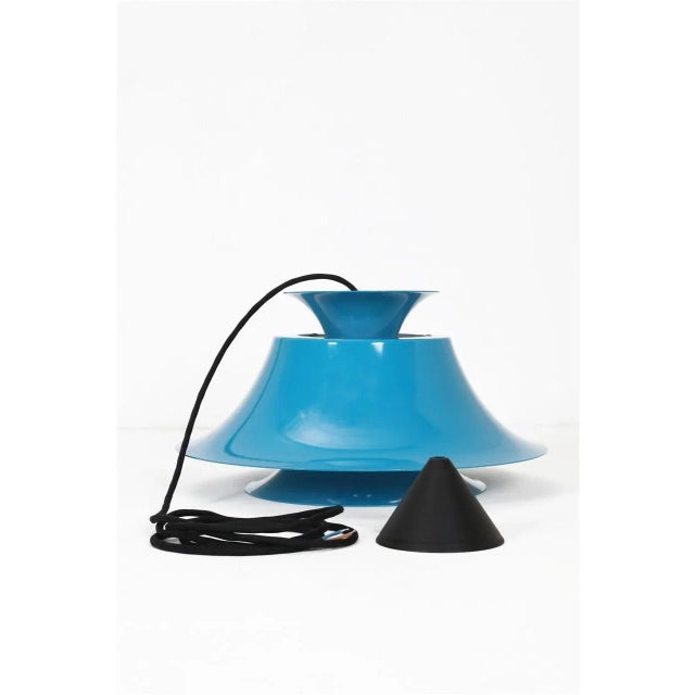 Blue Danish Hanging Lamp by Erik Balslev for Fog & Mørup, 1970s For Sale - Image 15 of 18