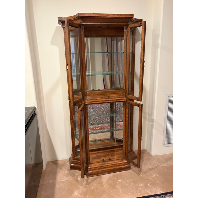 Rustic European 1980s Burled Walnut Vitrine For Sale - Image 3 of 3