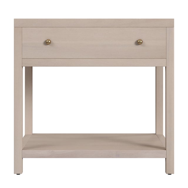 Spritely Home Accent Furniture Nora 30 in. W Rectangular Wood 1 Drawer Wide Nightstand with Lower Open Shelf, Antique Taupe For Sale - Image 4 of 8