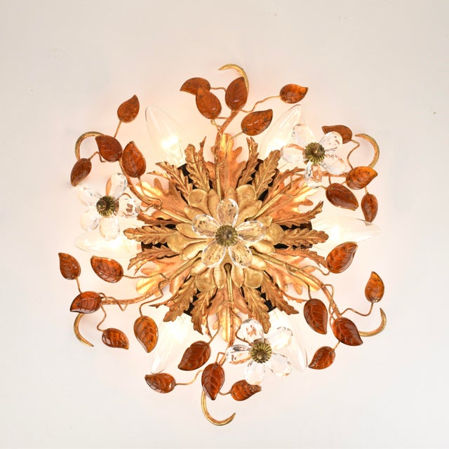 Gold Late 20th Century Mid Century Modern Italian Flush Mount by Banci Firenze For Sale - Image 8 of 10