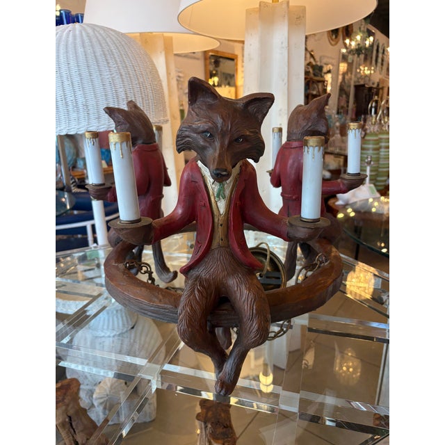 Vintage 1970s Signed Bill Huebbe 3 Fox Chandelier Made in Spain For Sale - Image 13 of 13