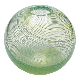 Vintage Dansk International Designs Hand Blown Art Glass Swirl Ball Vase For Sale