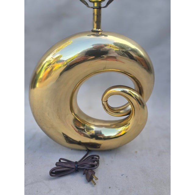 Metal Vintage Solid Brass Swirl Lamp For Sale - Image 7 of 11