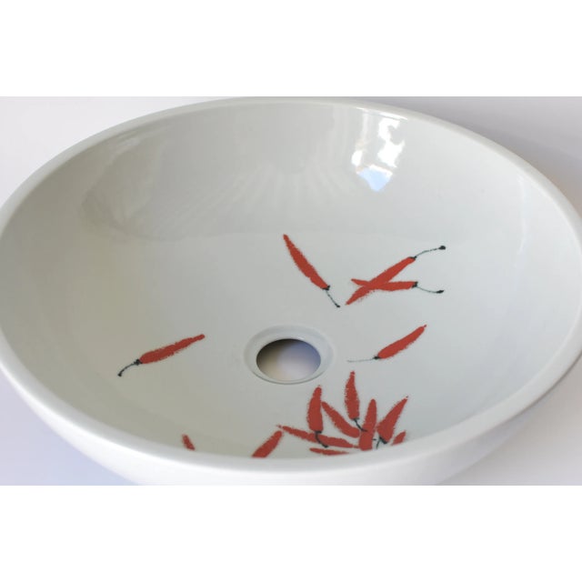 Red Pepper Ceramic Sink For Sale - Image 12 of 13