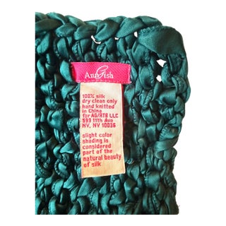 Ann Gish 100% Rare Silk Legacy Collection Charmeuse Silk Ribbon Knit Throw in the Vibrant Azule For Sale