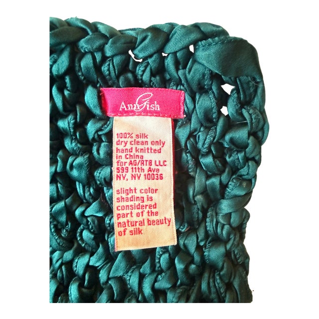 Ann Gish 100% Rare Silk Legacy Collection Charmeuse Silk Ribbon Knit Throw in the Vibrant Azule For Sale