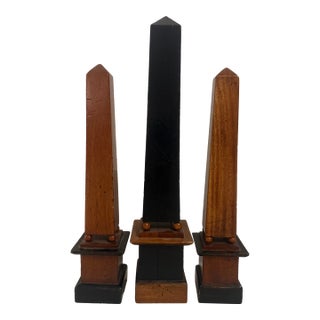 Vintage Neoclassical Two-Tone Wood Obelisks - Set of 3 For Sale