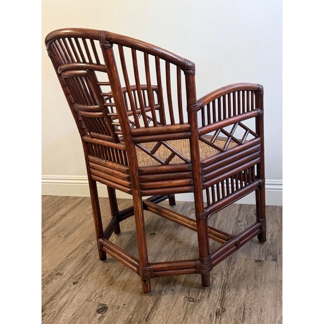 Brighton Pavilion 1970s Brighton Pavilion Style Bamboo Rattan Cane Armchair For Sale - Image 4 of 7