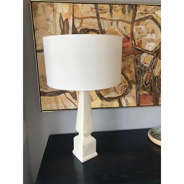 White 1980s Vintage Obelisk Lamp For Sale - Image 8 of 9