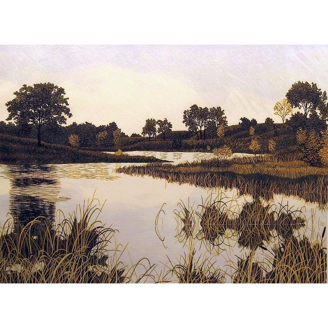 "Autumn Sunset" by Gordon Mortensen Hand signed, titled & numbered by the artist Limited Edition Reduction Woodcut Matted,...
