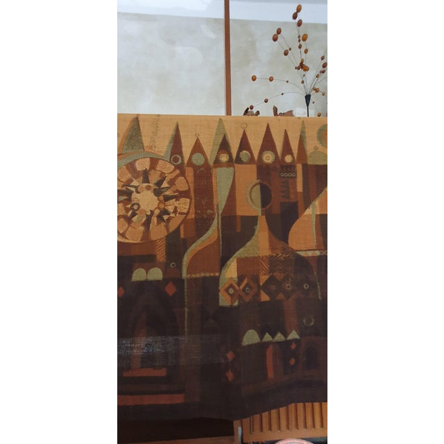 Large Vintage Screen Print on Jute by Hans Jurgen Schobel, 1960s, in Flawless conditions. Designed 1960 to 1969 This piece...