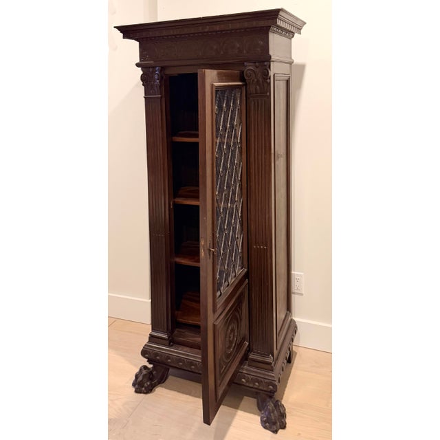 Brown Early 20th Century Italian Renaissance Revival Carved Walnut Bookcase For Sale - Image 8 of 11