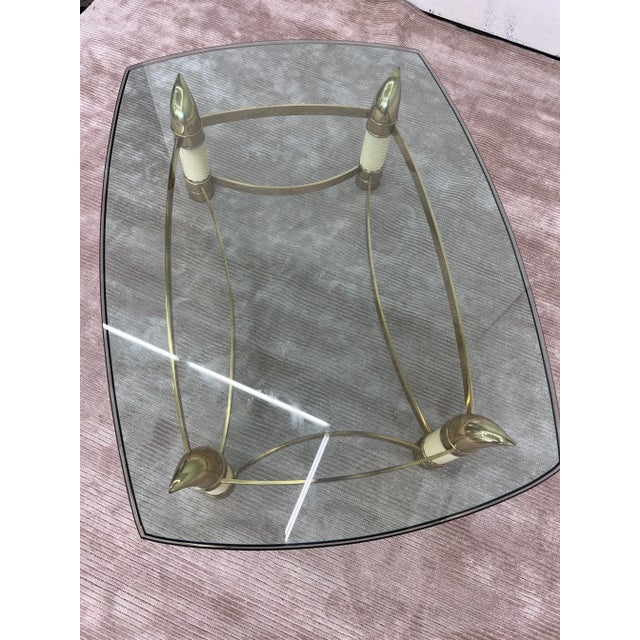 1970s Italian Faux Ivory and Brass Coffee Table by Tommaso Barbi For Sale - Image 10 of 12