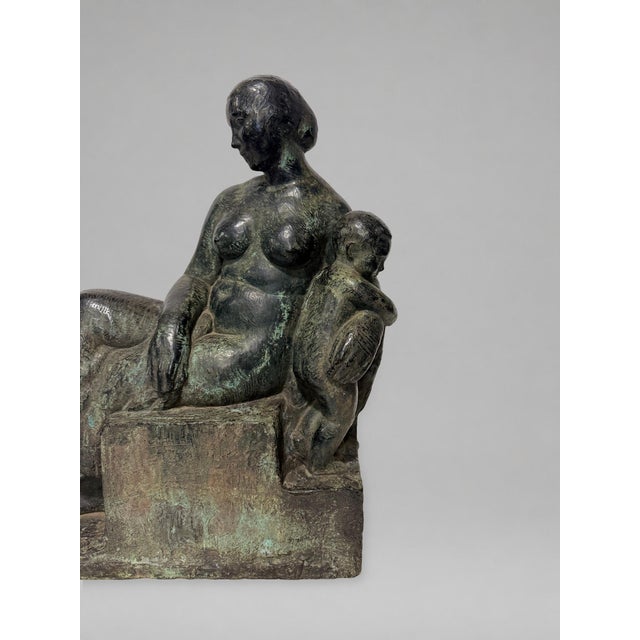 1920s Henry-Ernest Parayre, Seated Mother and Child, H. Rouard Foundry, Paris, 1928 For Sale - Image 5 of 15