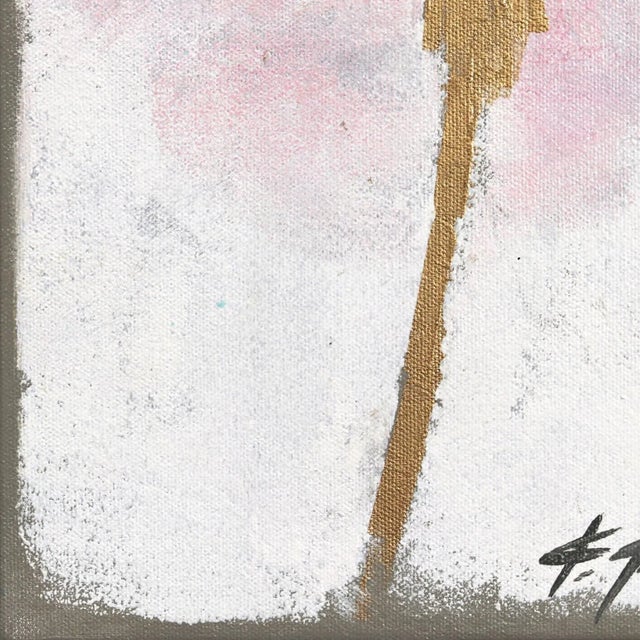 The Palm Is Soft - Gold Palm Tree on Soft Pink Sky Background - Original Artwork by Kathleen Keifer For Sale In Los Angeles - Image 6 of 9