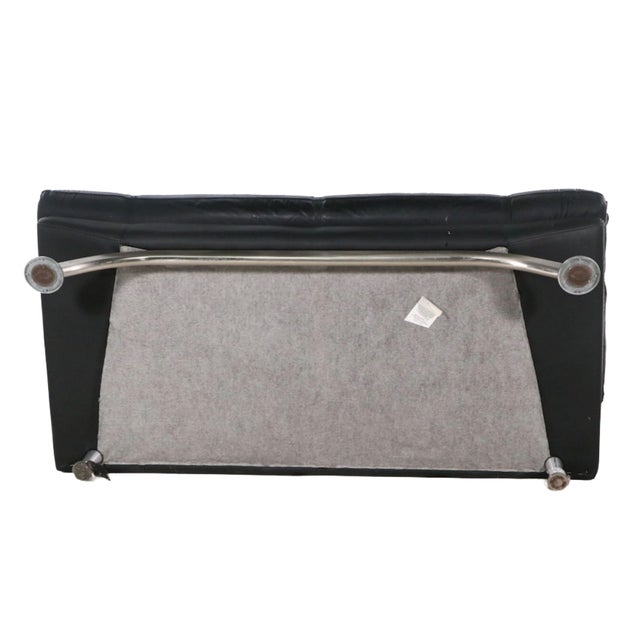 Nicoletti Black Modern Leather Loveseat For Sale - Image 11 of 11