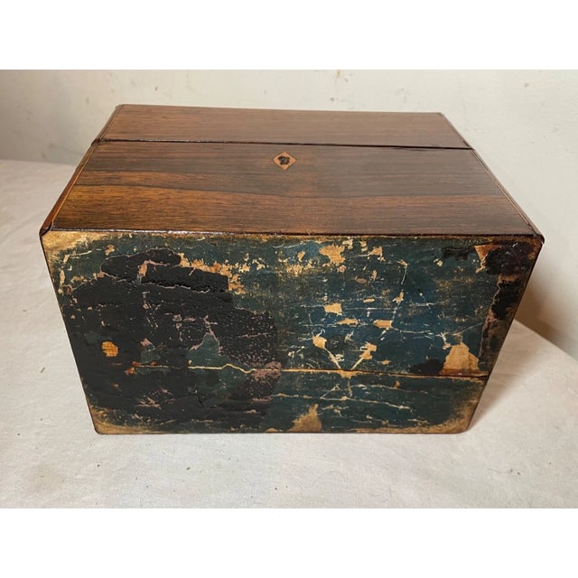 Antique 19th Century Handmade Marquetry Wooden Dutch Thee Tea Caddy Box For Sale - Image 11 of 12