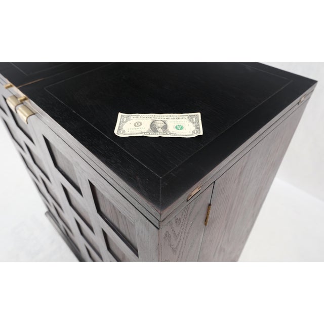 Mid-Century Modern Fold Away Flip Top Bar Wine Rack Liquor Custom Cabinet Ebonized Oak For Sale - Image 3 of 12