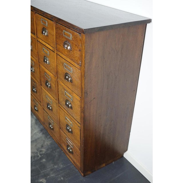 Wood Large German Industrial Oak Apothecary Cabinet or Chest of Drawers, 1930s For Sale - Image 7 of 18