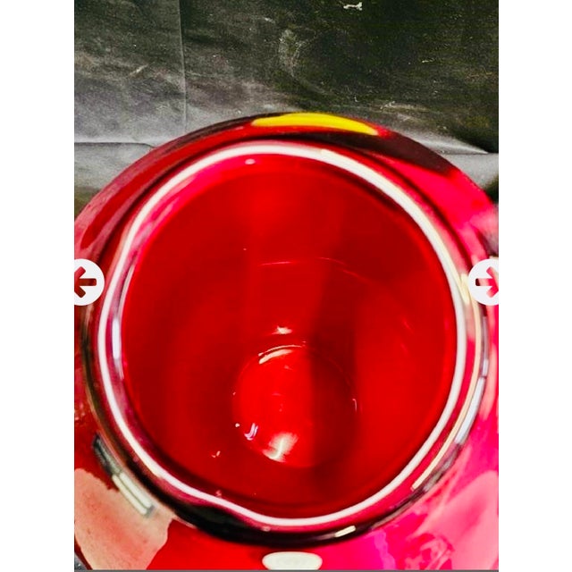 Vintage SDS Seapool Group Hand Blown Art Glass Vase 19” Red Black Yellow For Sale - Image 4 of 4