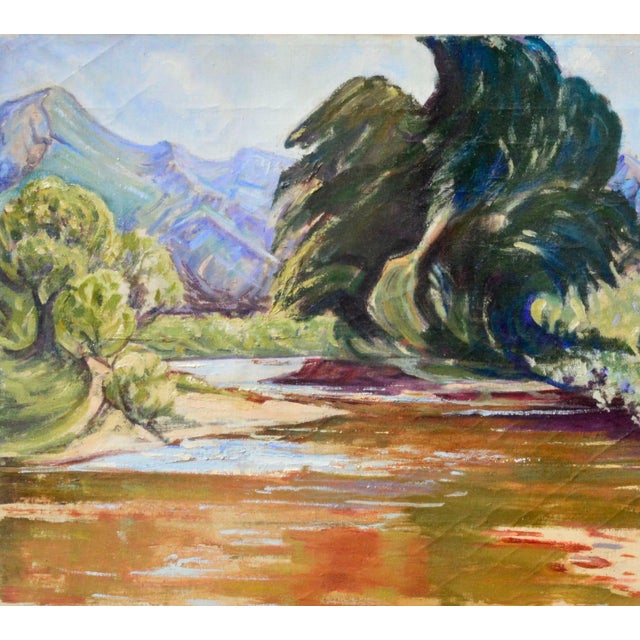 American Mid Century River Mountain Valley Oasis Landscape For Sale - Image 3 of 6