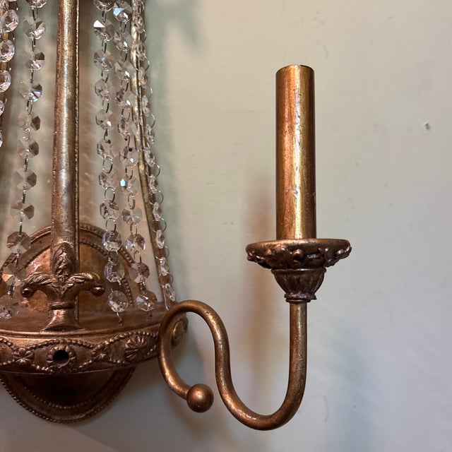 French Late 20th Century French Gold Wall Sconces With Crown For Sale - Image 3 of 7