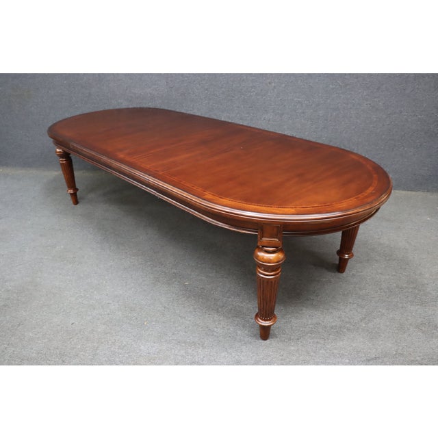 Thomasville Attributed Cherry Oval Double Pedestal Dining Table With Extensions For Sale - Image 11 of 13