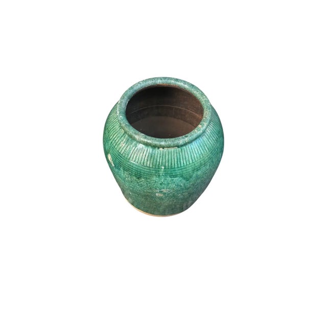 Ceramic Vintage Chinese Green Glazed Ceramic Soy Sauce Jar For Sale - Image 7 of 10