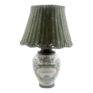 Carolina Floral Ceramic Accent Table Lamp For Sale