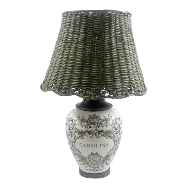 Carolina Floral Ceramic Accent Table Lamp For Sale