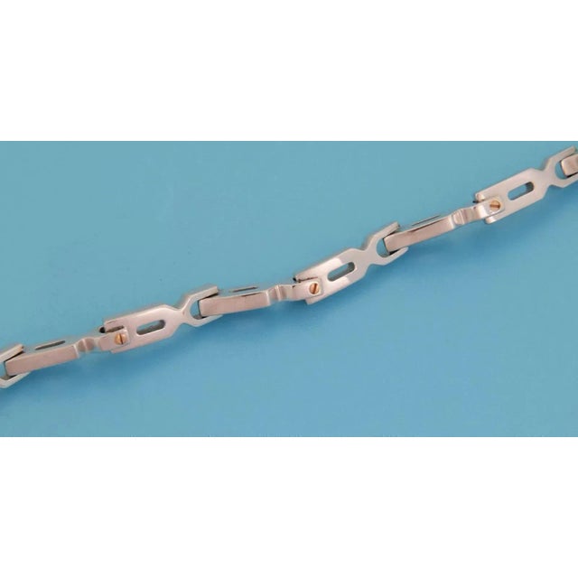 Baraka 18k White & Rose Gold Fancy Link Chain Bracelet For Sale - Image 4 of 5