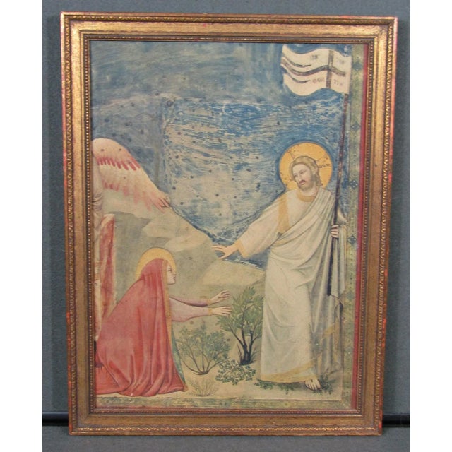 1960s Vintage Fra Angelico “Noli Me Tangere” Oleograph Print, Gilt Frame 16⅝ X 12⅝ For Sale - Image 5 of 6