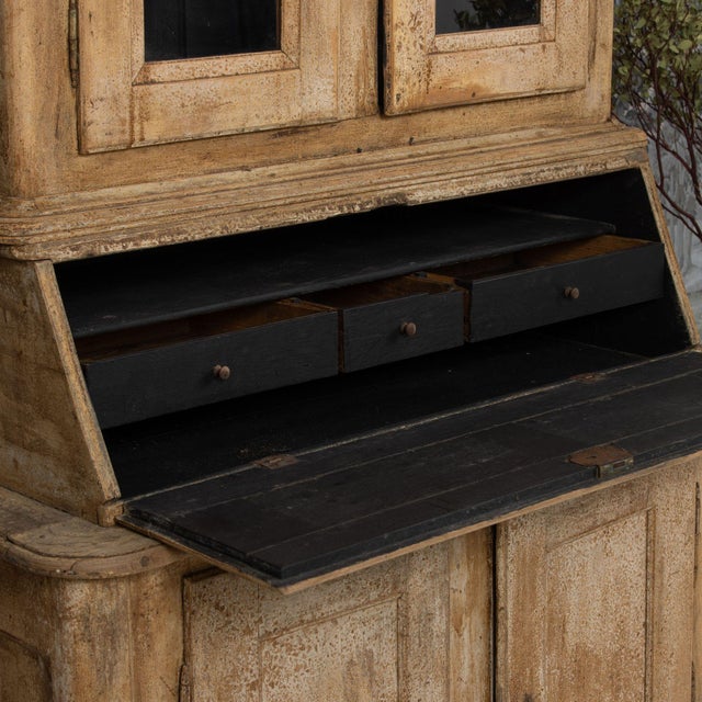 19th C. Swedish Secretary With Vitrine Library in Original Paint For Sale - Image 12 of 12