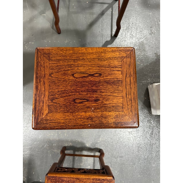 Brown Chinese Antique Hongmu Rosewood Nesting Tables, Set of 4 For Sale - Image 8 of 12