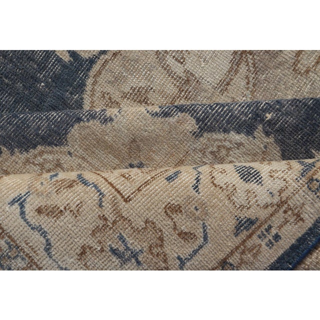 Distressed Turkish Carpet With Floral Design in Blue, Tan, Taupe, and Cream 5'2 X 8'5 For Sale - Image 9 of 10