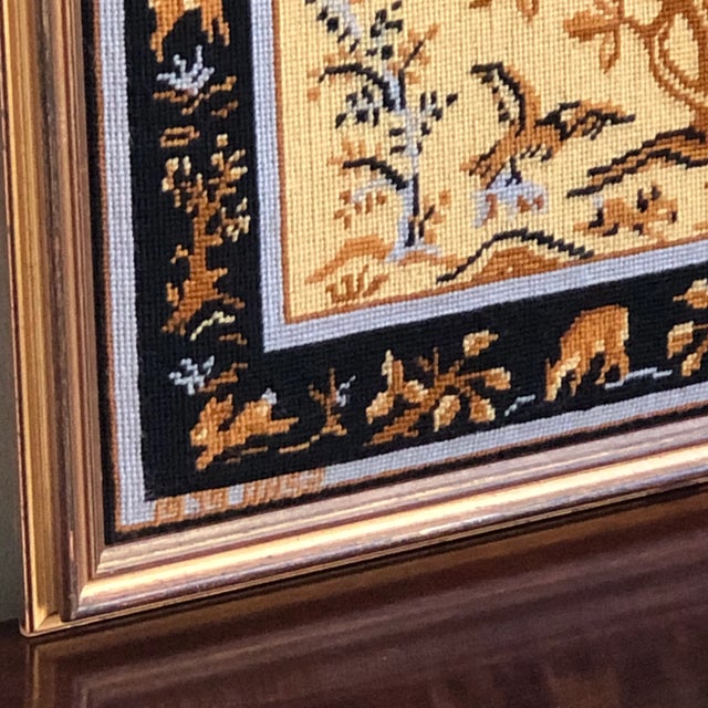 1979 Vintage Persian Tapestry Needlepoint — Framed For Sale - Image 4 of 9