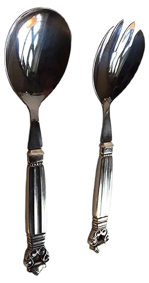 Mid-Century King Acorn Salad Serving Set by Johan Rohde for Georg Jensen, Set of 2