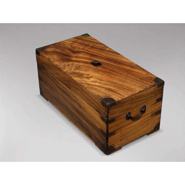 Brown Fitted Interior Camphor Wood Campaign Trunk, 1860 For Sale - Image 8 of 11
