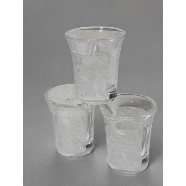 Set of Six (6) Lalique 'Enfants' Crystal Liqueur Shot Glasses, France Signed For Sale In Providence - Image 6 of 6