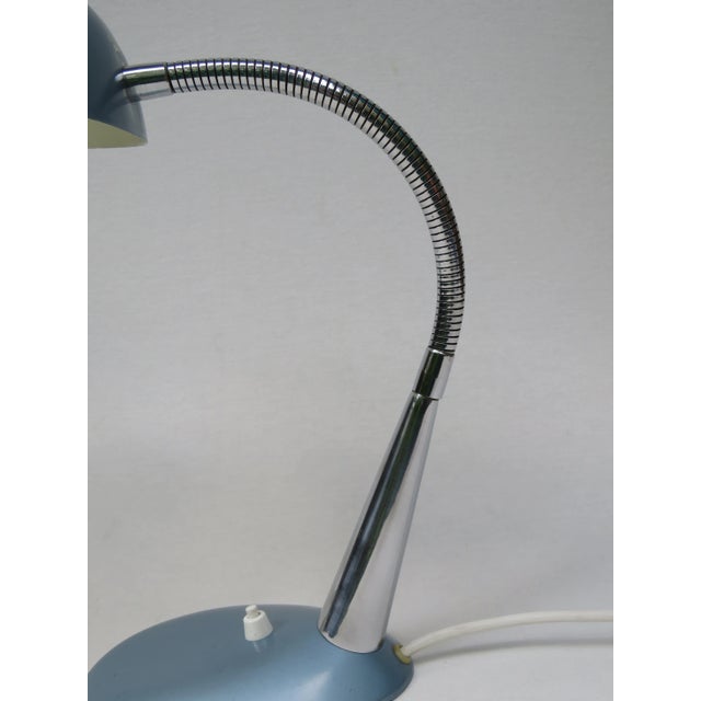 Blue-Metallic Table Lamps with Chromed Arm, 1950s, Set of 2 For Sale - Image 9 of 16