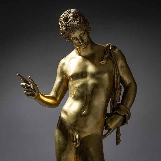 Brown Bronze of Narcissus after the Antique, Signed Michele Amodio, Naples, Late 19th For Sale - Image 8 of 18