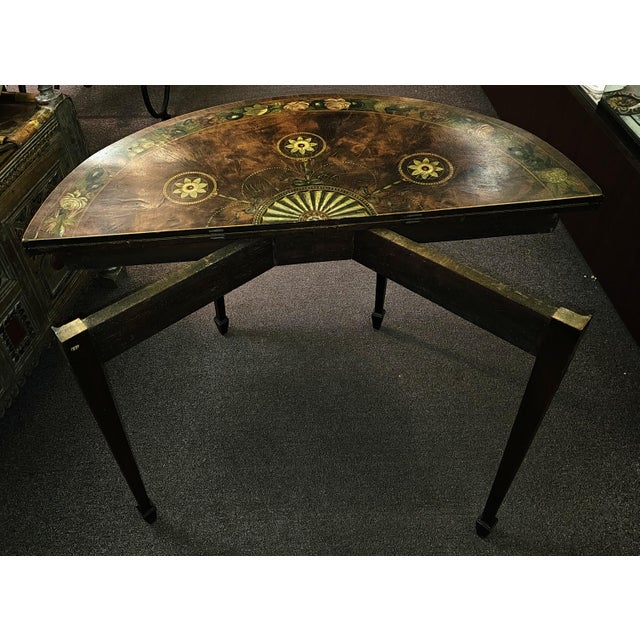 18th Century Georgian Hand Painted Demi-Lune Game Table For Sale In Boise - Image 6 of 17