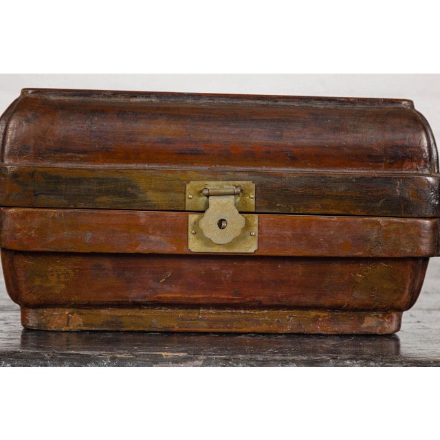 Qing Dynasty Hinged Box with Brass Hardware and Weathered Patina For Sale - Image 12 of 12