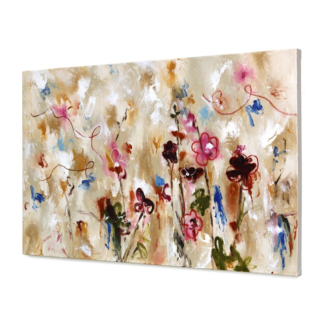 Contemporary Summertime Smell Goods - Original Neutral Floral Abstract Mixed Media Painting on Canvas For Sale - Image 3 of 9