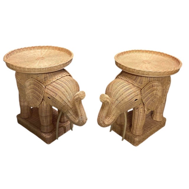 Bring whimsical charm and tropical Palm Beach elegance to your living space with this statement pair of vintage woven...