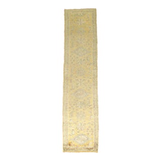 Zabihi Collection Yellow Gold Antique Oushak Runner - 2'6" x 11' For Sale