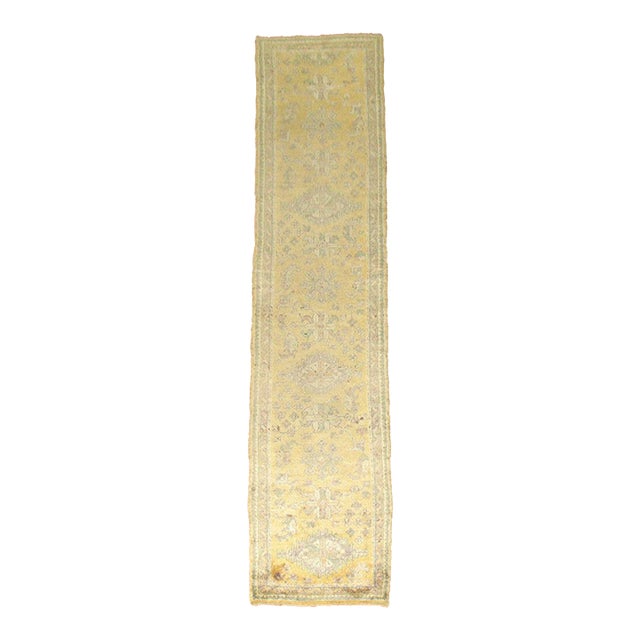 Zabihi Collection Yellow Gold Antique Oushak Runner - 2'6" x 11' For Sale