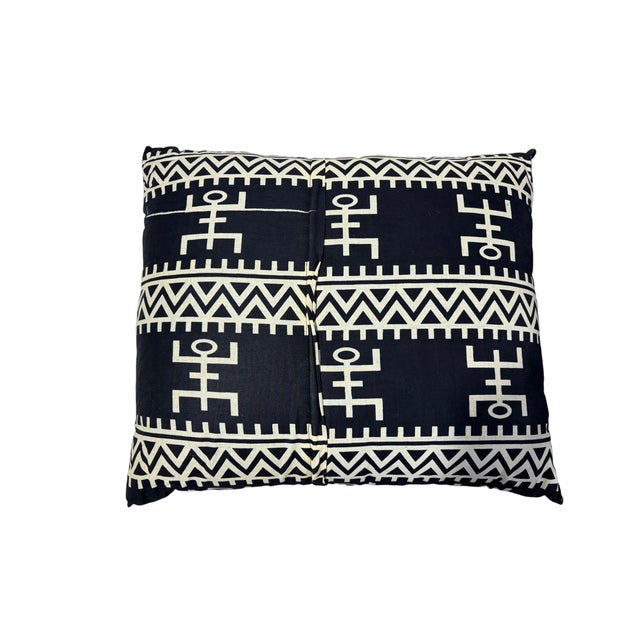 African Custom Made Black and White Kente Cloth Pillow 22" W For Sale - Image 4 of 7
